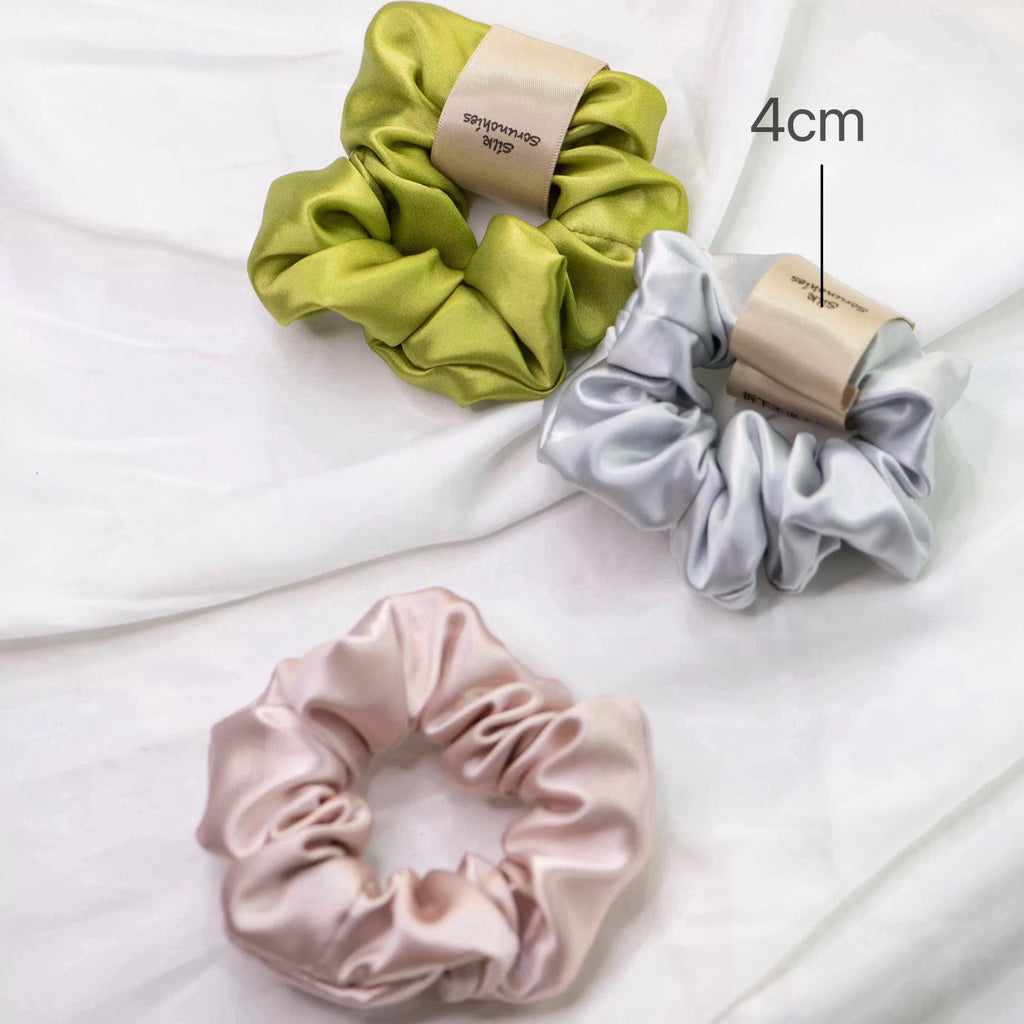 Luxury 22mm Mulberry Silk Hair Scrunchies Set – Gentle, No-Crease Hair Ties for Women – Multiple Sizes & Colors – Perfect Bridesmaids Gift