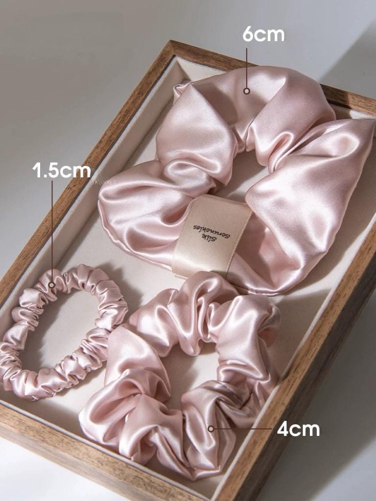 Luxury 22mm Mulberry Silk Hair Scrunchies Set – Gentle, No-Crease Hair Ties for Women – Multiple Sizes & Colors – Perfect Bridesmaids Gift