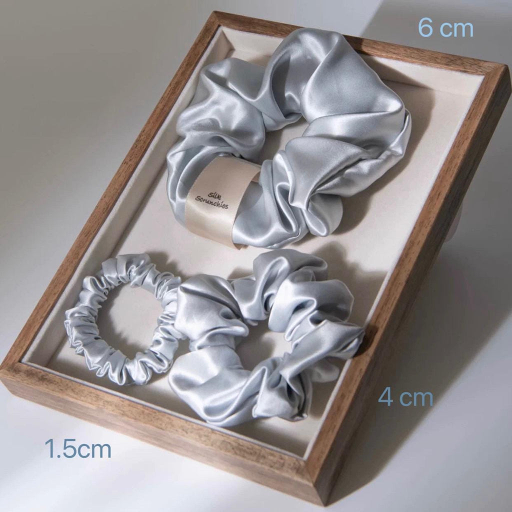 Luxury 22mm Mulberry Silk Hair Scrunchies Set – Gentle, No-Crease Hair Ties for Women – Multiple Sizes & Colors – Perfect Bridesmaids Gift