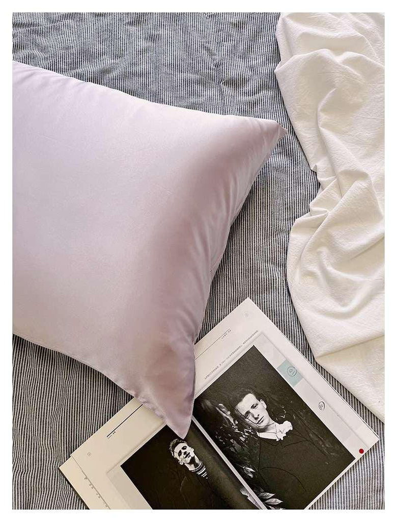 Pure Mulberry Silk Pillowcase in Soft Lavender and Blush Pink Anti-Aging Pillow for Hair and Skin Care Hypoallergenic Silk Bedding