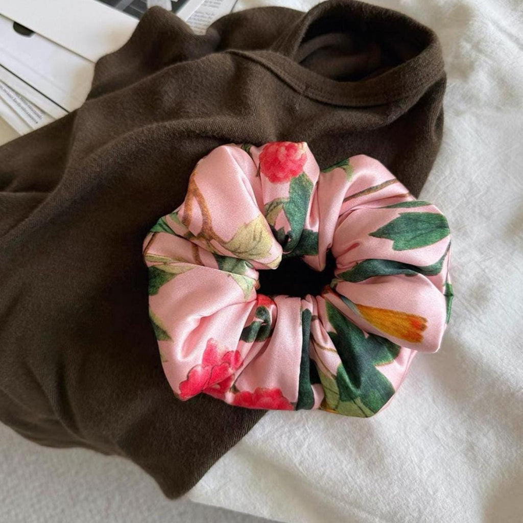 Mulberry Silk Hair Scrunchie: Floral Print, Gentle Hold， Multi Patterns