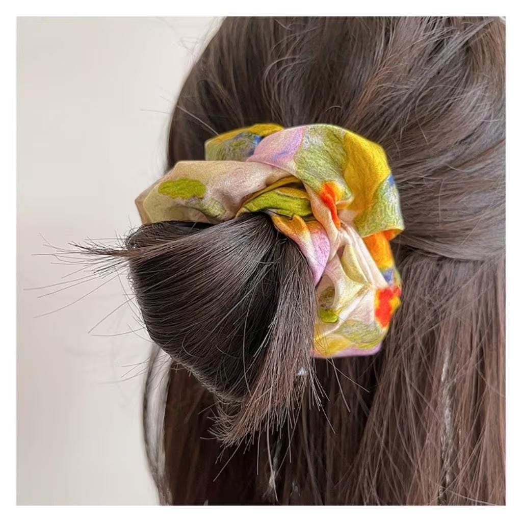 Pure Mulberry Silk Hair Scrunchies 30 Momme Silk Hair Ties Floral and Animal Patterns Gif for Hair Care Lover - Silk Hair Wrap