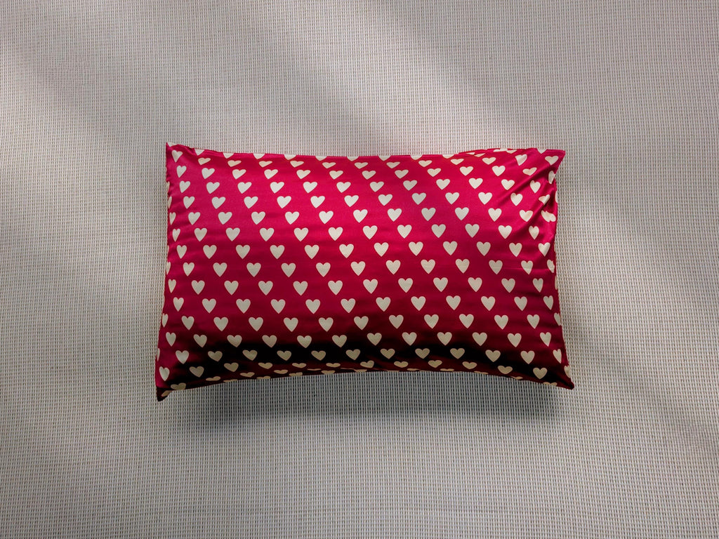 Mulberry Silk Pillowcase: Red Heart Print, Vintage Parisian Bedding