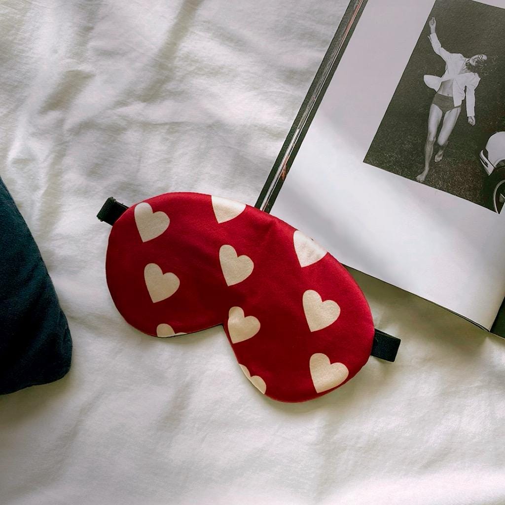 Mulberry Silk Pillowcase: Red Heart Print, Vintage Parisian Bedding