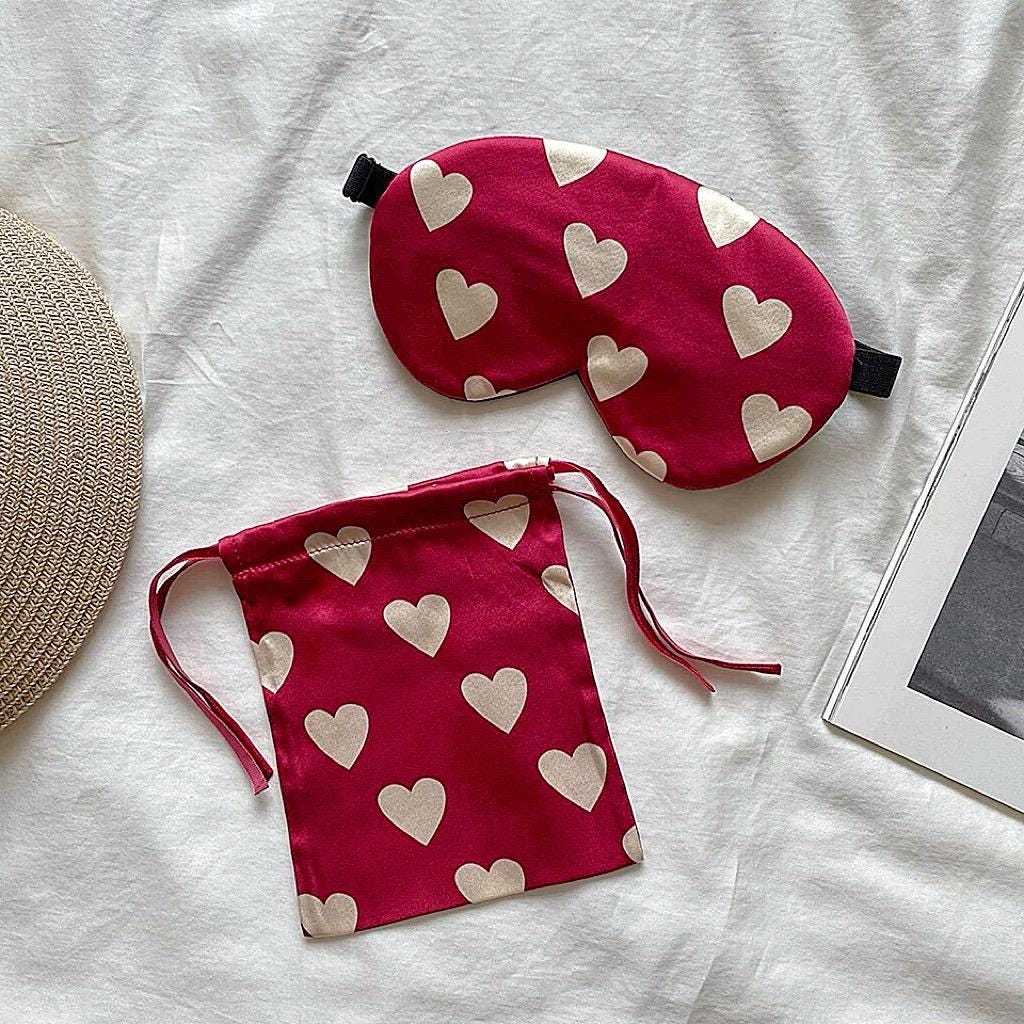 Mulberry Silk Pillowcase: Red Heart Print, Vintage Parisian Bedding
