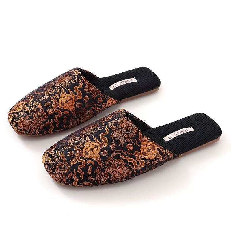 Women’s Embroidered Floral Slippers - Cozy Indoor House Shoes with Traditional Chinese Floral Patterns - Authentic Handcrafted Heritage Gift