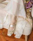 Oriental Embroidered Flats – Brocade Mary Jane Style Slippers, Mules for Women