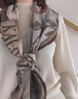 Mulberry Silk Scarf: Rhinoceros Lark Print, Hand-Rolled Twill