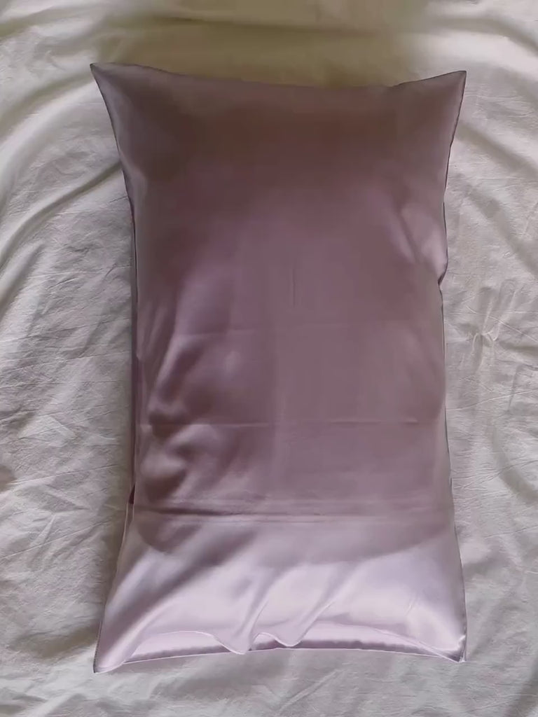 Pure Mulberry Silk Pillowcase in Soft Lavender and Blush Pink Anti-Aging Pillow for Hair and Skin Care Hypoallergenic Silk Bedding