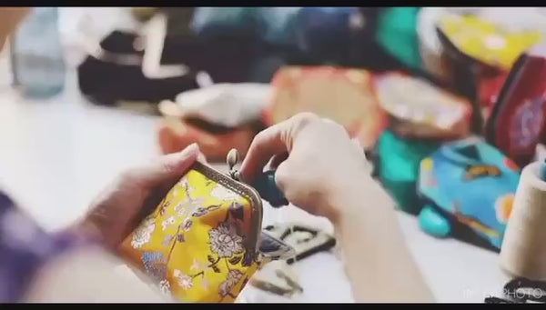 Handmade Silk Coin Purse | Oriental Embroidered Mini Purse with Vintage Metal Frame | 10 Designs | Heritage Gift for Women