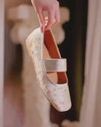 Oriental Embroidered Flats – Brocade Mary Jane Style Slippers, Mules for Women