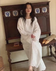 Embroidered Bamboo Cotton Pajama Set – Ruffle Collar | Lian Collection