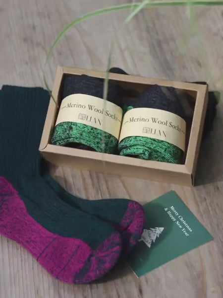 Merino Wool Socks Gift Pack, Thermal Slipper Socks, Alpaca Socks for Men and Women, Cushioned Terry Lined