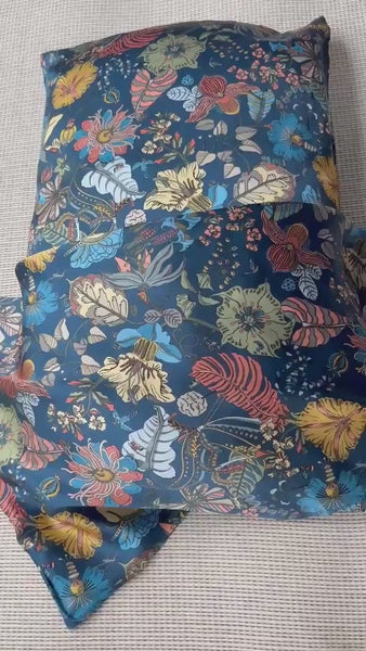 Luxury 100% Silk Pillowcase | Oriental Floral Print | Hypoallergenic Ultra-Soft Pillow | Zipper Closure | Oriental Design Gift for New Home