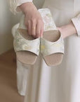 Oriental Satin Embroidered Slippers for Women Year-Round Anti-Slip House Shoes with Air Cushion Sole Elegant Silk Brocade Indoor Footwear