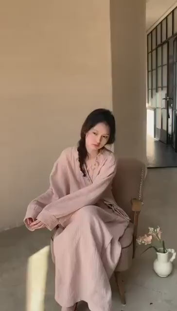 Gauze Cotton Robe and Dress Loungewear Hand Embroidered Summer Pyjamas Kimono Robe Oriental Inspired Sustainable Fashion Holiday Outfit