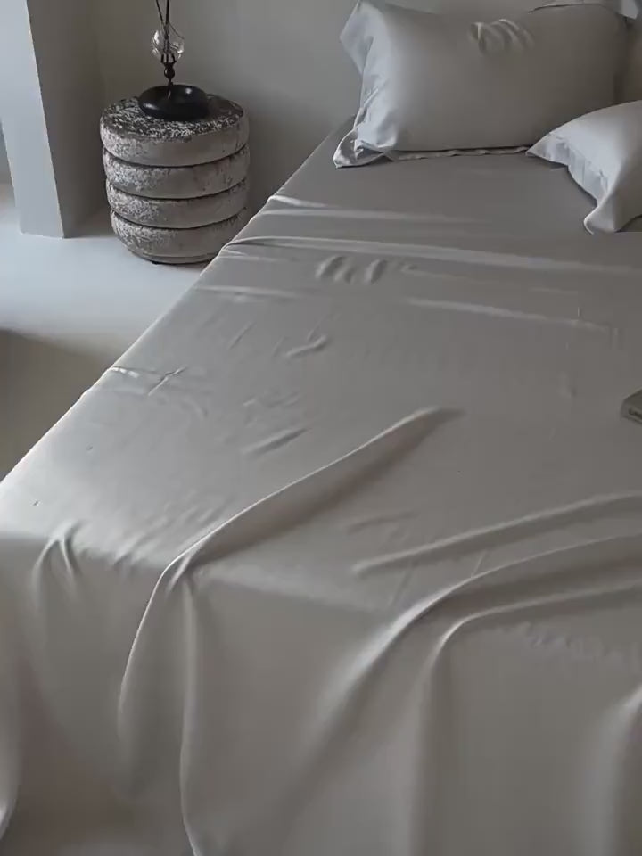 TENCEL Lyocell Bed Sheet and Two PillowcasesSet: Eucalyptus Fiber, Organic Fibre Silk Bedding