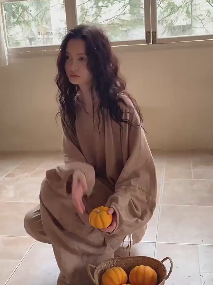 Premium Bamboo Cotton Loungewear Set - Casual Outfit for Indoor Relaxation and Outdoor Wear, Eco-Friendly Botanical Embroidered Pyjamas