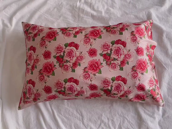 Blooming Rose Silk Pillowcase Gift for Her Beauty Sleep Skin Care Pillowcase Floral Elegance Silk  for Luxury Bedroom Silk Bedding Gift